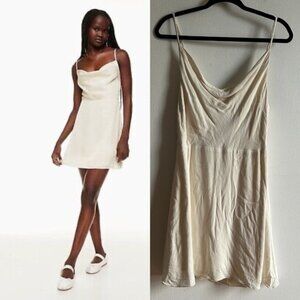 Aritzia Sun Deh Sz L Spencer Off White Cowl Neck Mini Dress